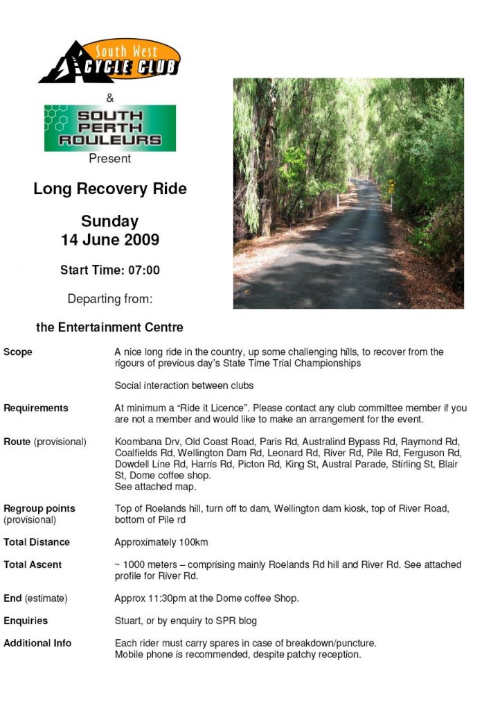 Recovery Ride Flyer